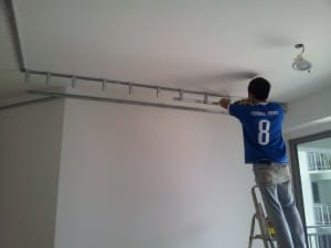 the room with painted ceiling