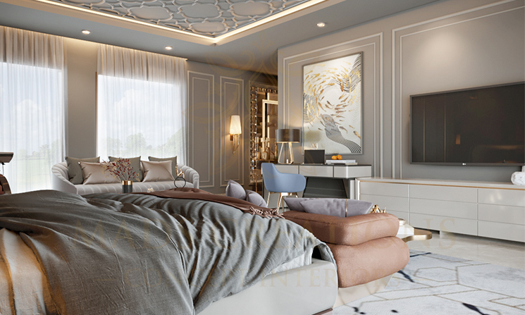 Soothing lighting in master bedroom