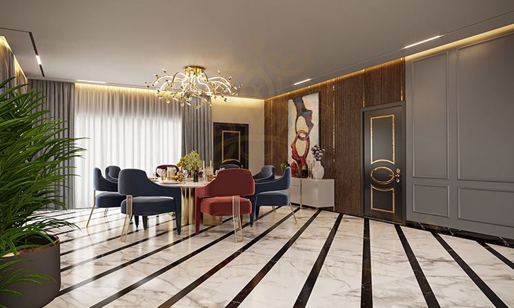 Charming accent colours interiors at Punjabi Bagh